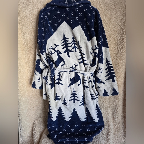 Vintage Neiman Marcus Navy and White Cotton Robe - Picture 2 of 5